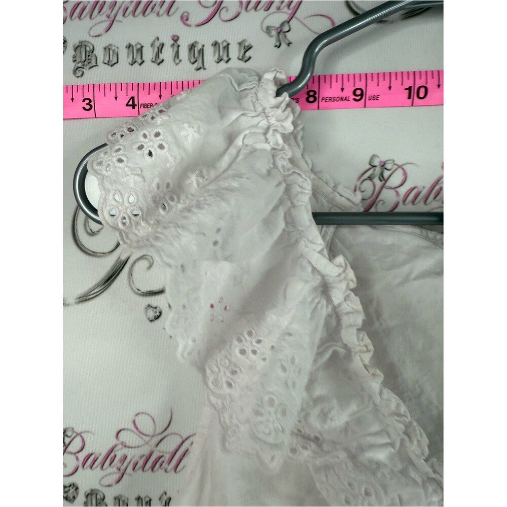 Divided tank top Lacie style White Eyelet Ruffle V-Neck Sleeveless Top - Picture 7 of 9